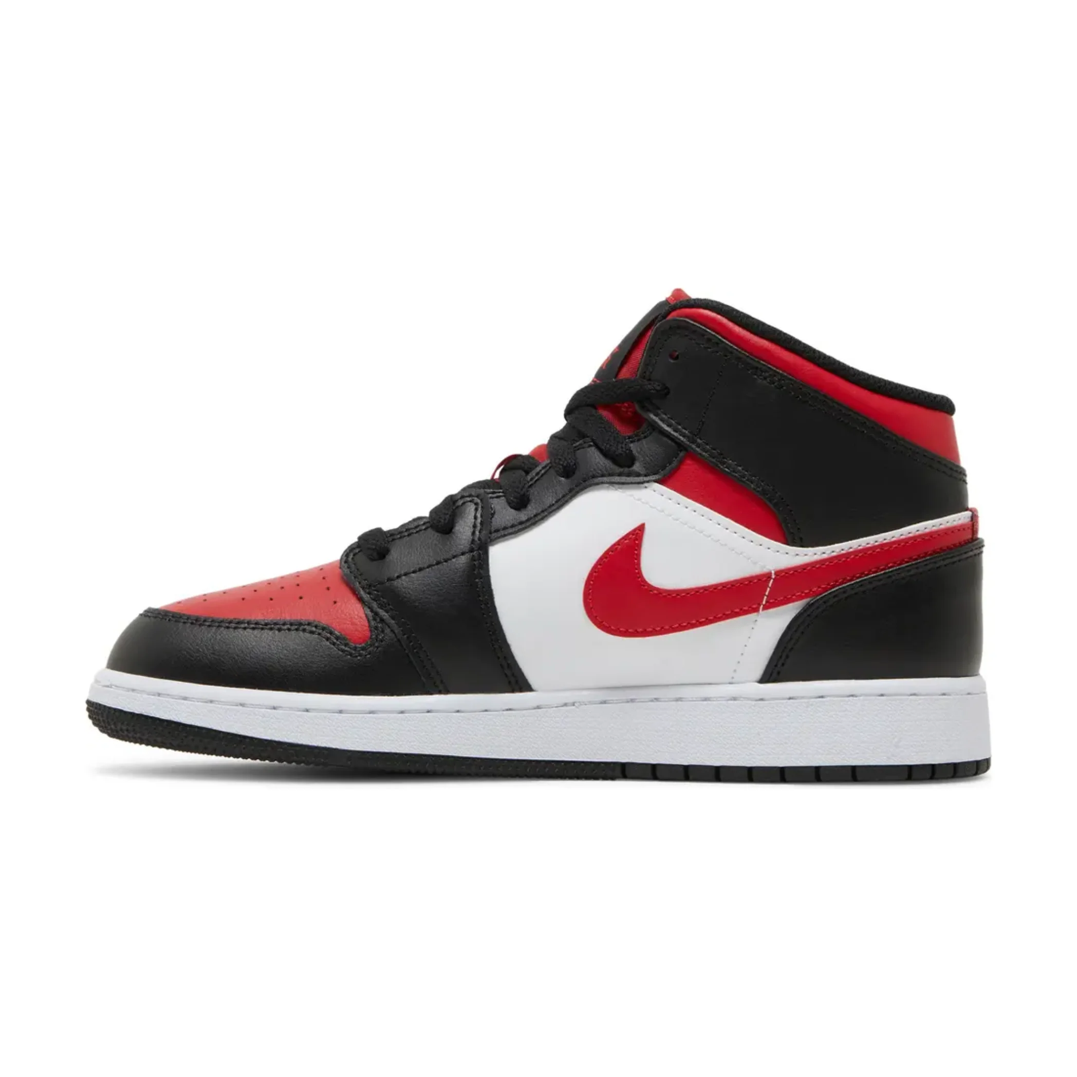 Jordan 1 Mid Black Fire Red (GS) - Image 2