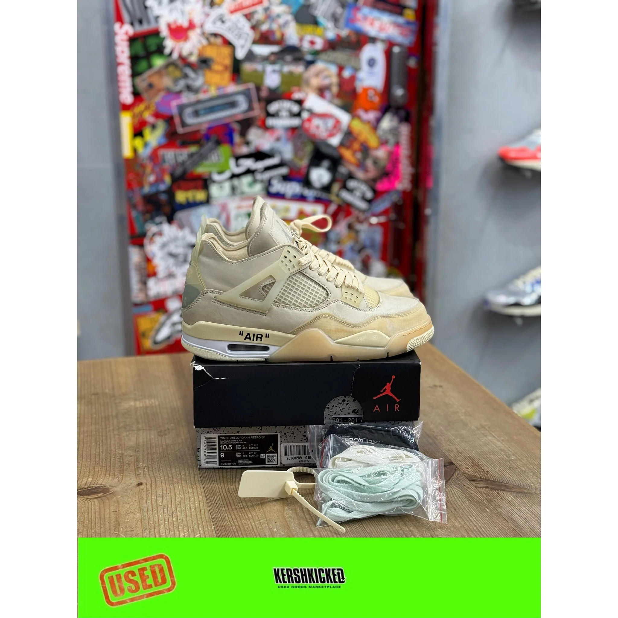 Jordan 4 Retro Off-White Sail UK 8
