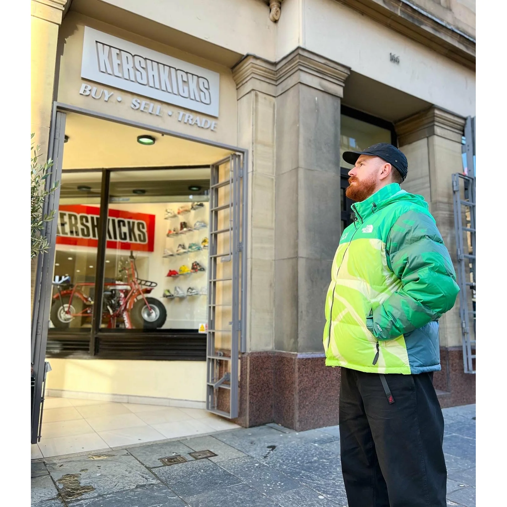 KAWS x The North Face Retro 1996 Nuptse Jacket Safety Green - Image 3