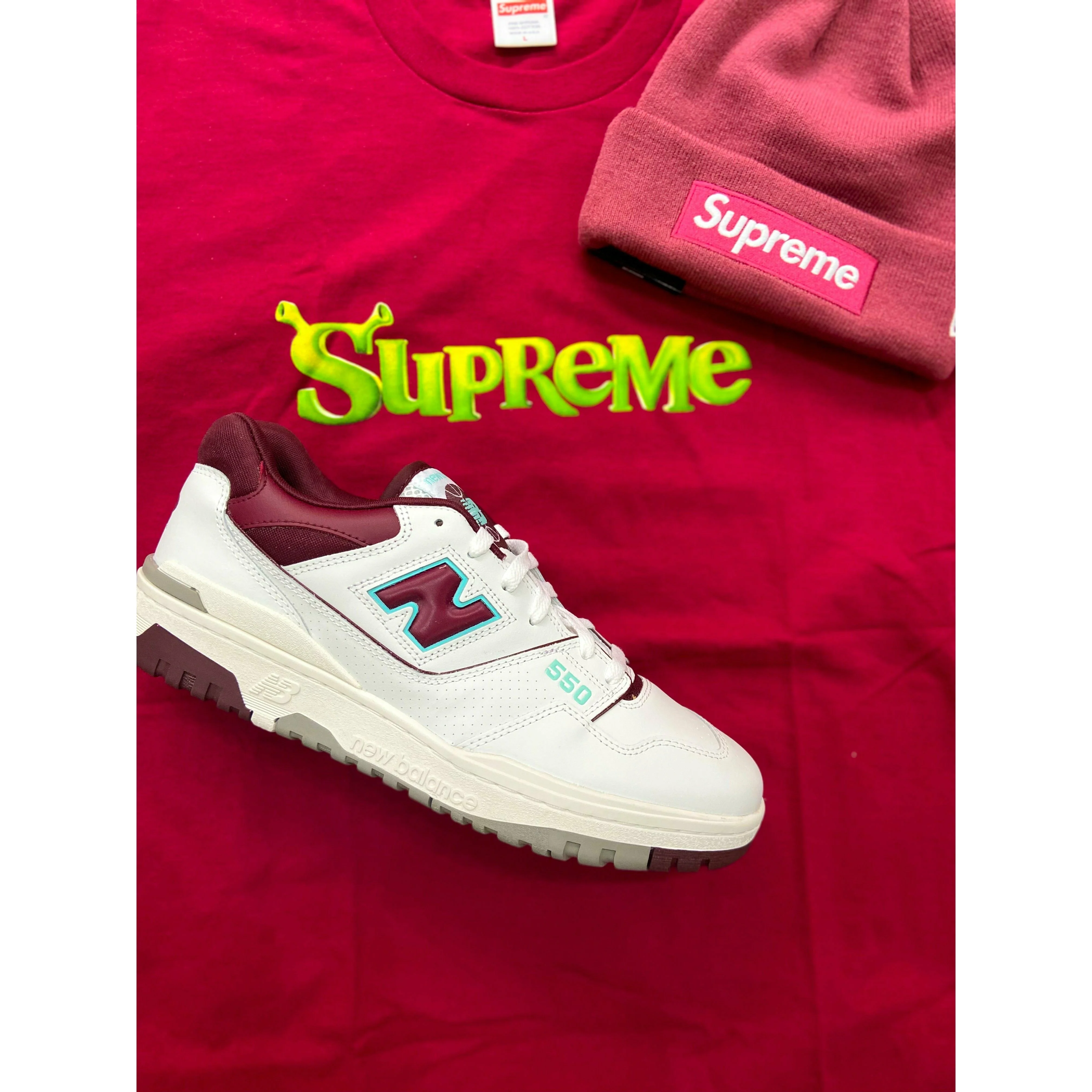New Balance 550 Burgundy Cyan - Image 3