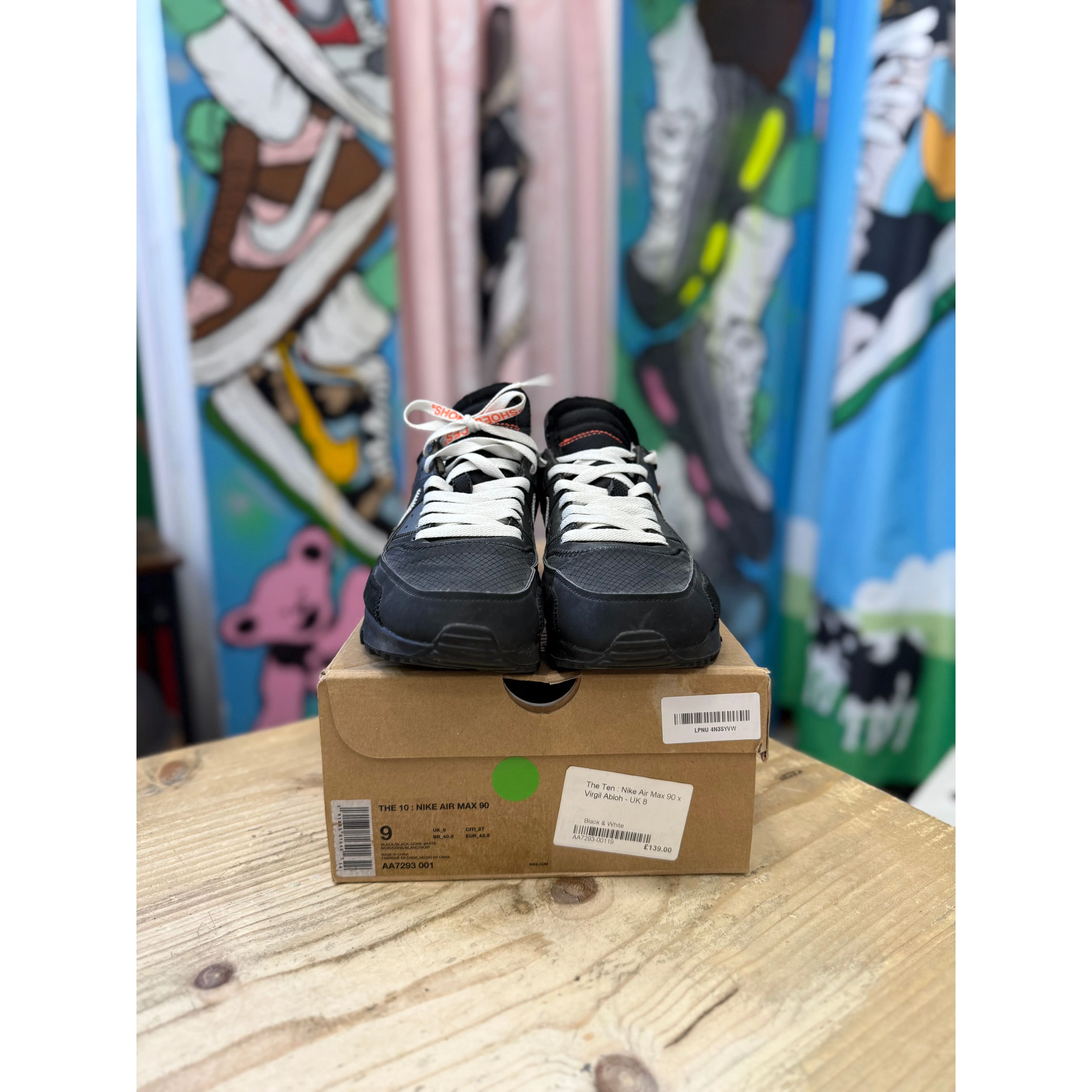 Nike Air Max 90 Off White Black UK8. - Image 2