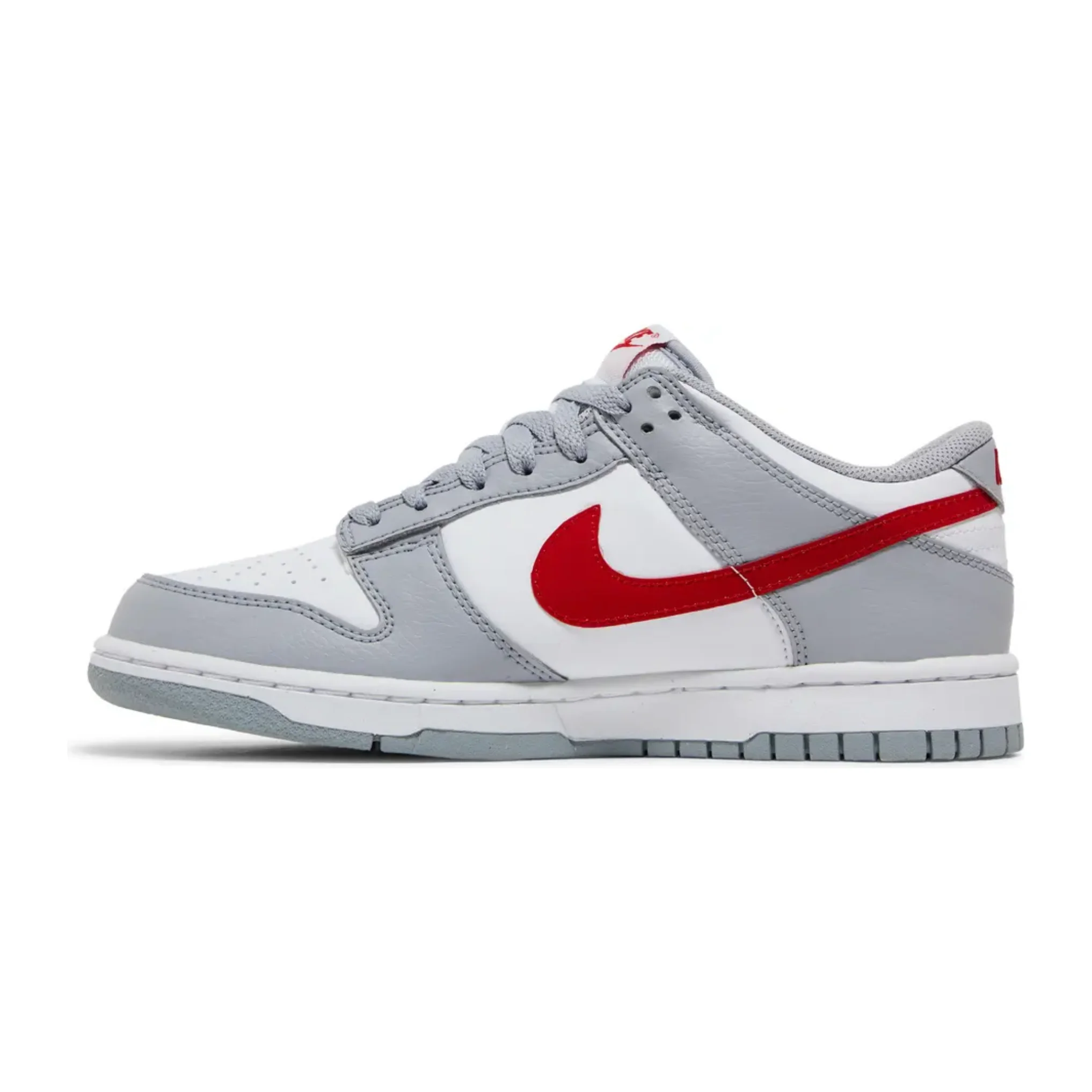 Nike Dunk Low White Grey Red (GS) - Image 2
