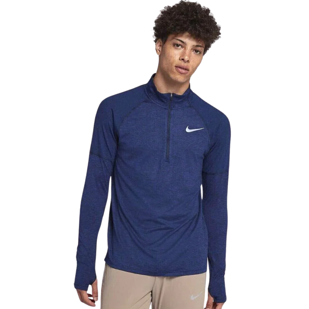 Nike Element Long Sleeve Running 1/4 Zip Navy