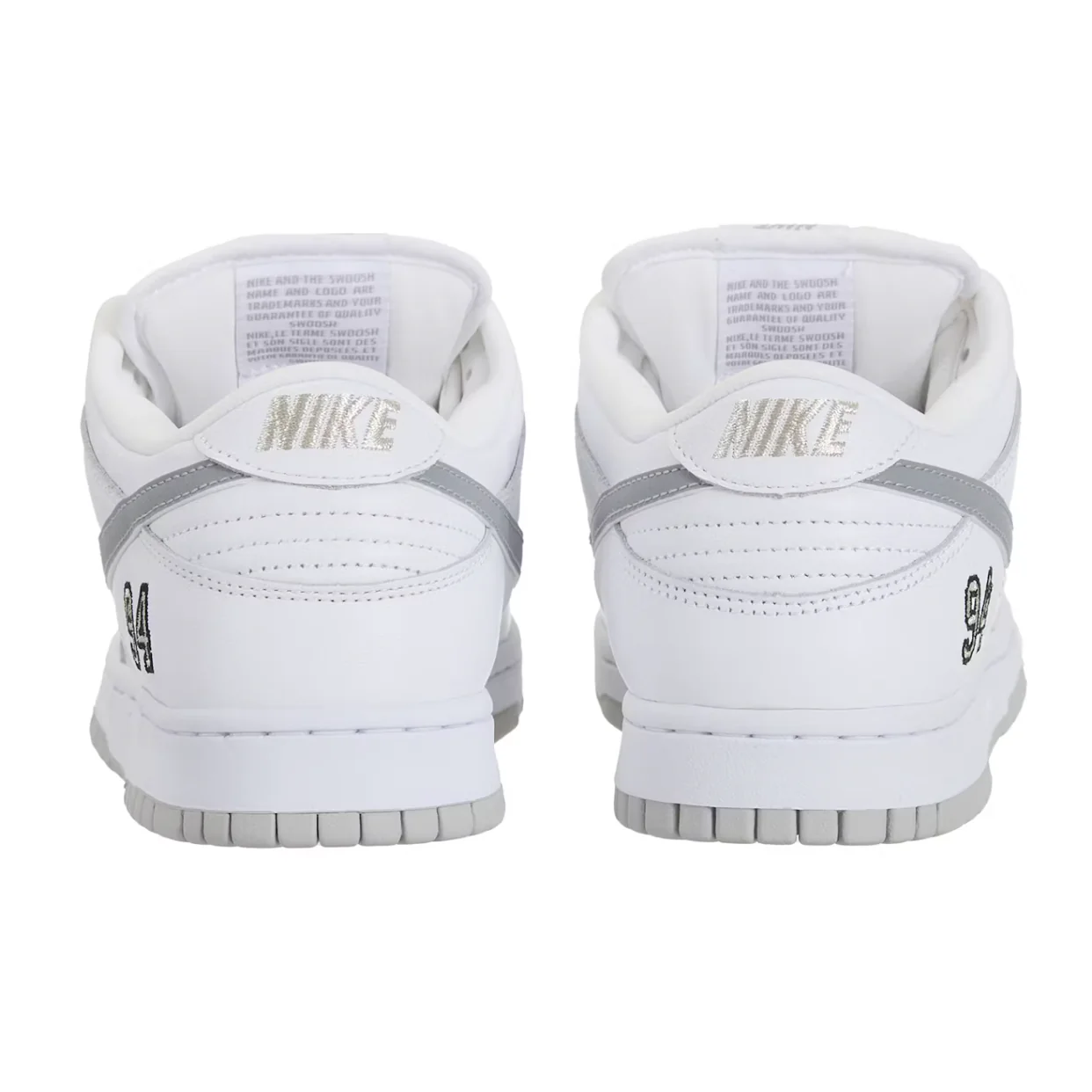 Nike SB Dunk Low Supreme 94 White Metallic Silver - Image 4