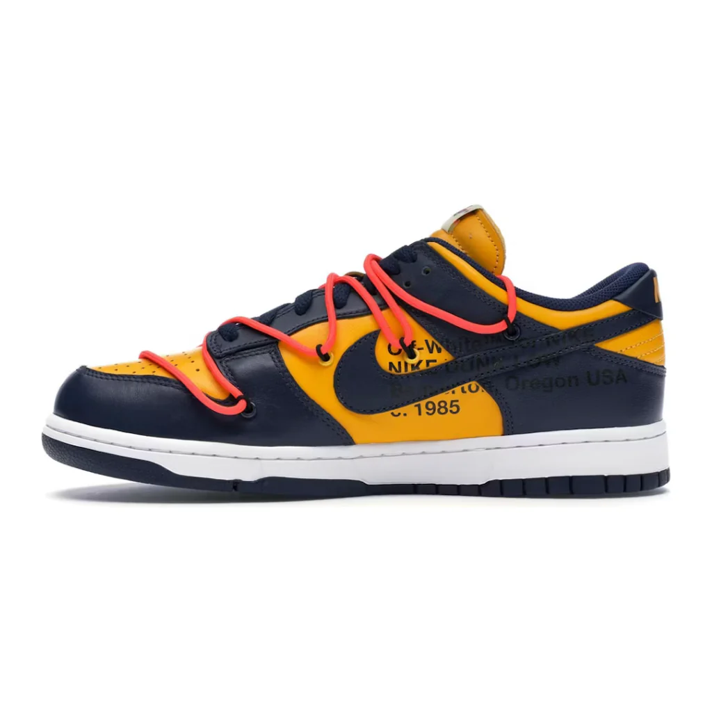 Nike Dunk Low Off White University Gold Midnight Navy - Image 2