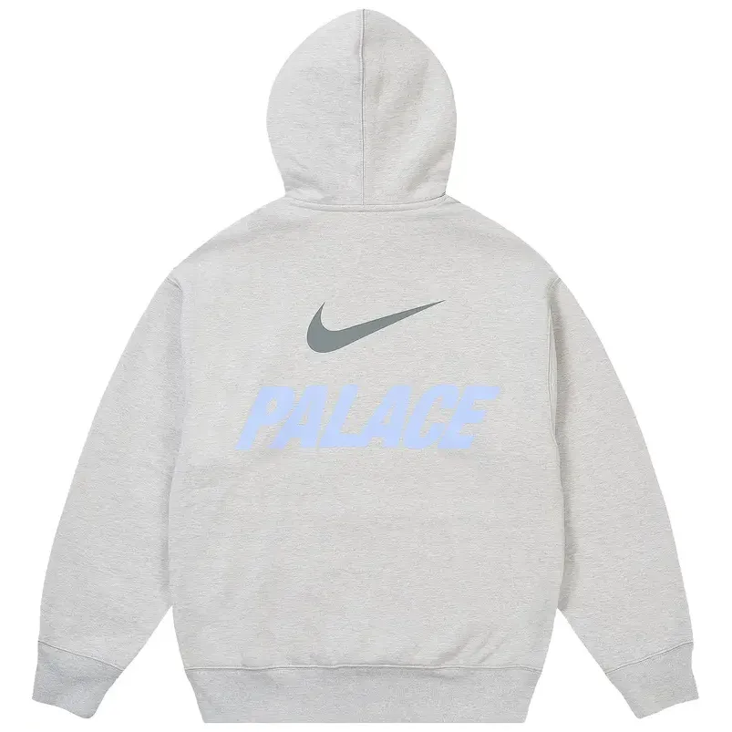 Palace Nike Font Swoosh Hoodie Grey Marl