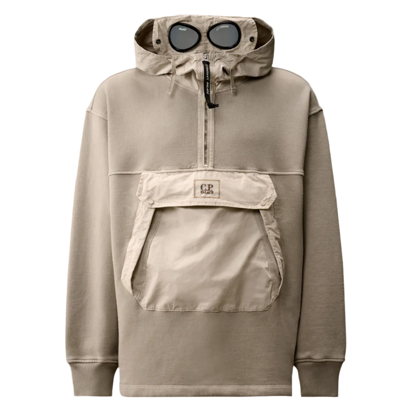 Palace x C.P. Company Fleece Old Goggle Hood Stone