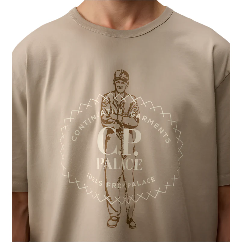 Palace x C.P. Company Mercerized Jersey 30/2 Twisted T-Shirt Stone - Image 2