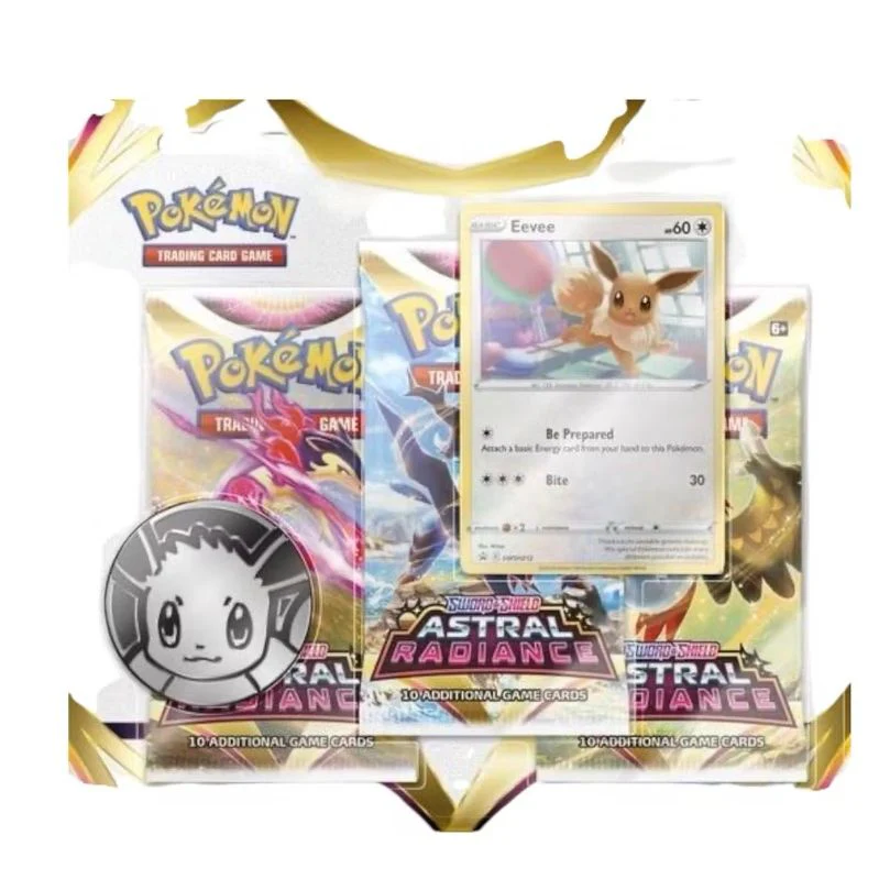 Pokémon Sword & Shield Astral Radiance Coin & Eevee Promo Card 3 Booster Packs