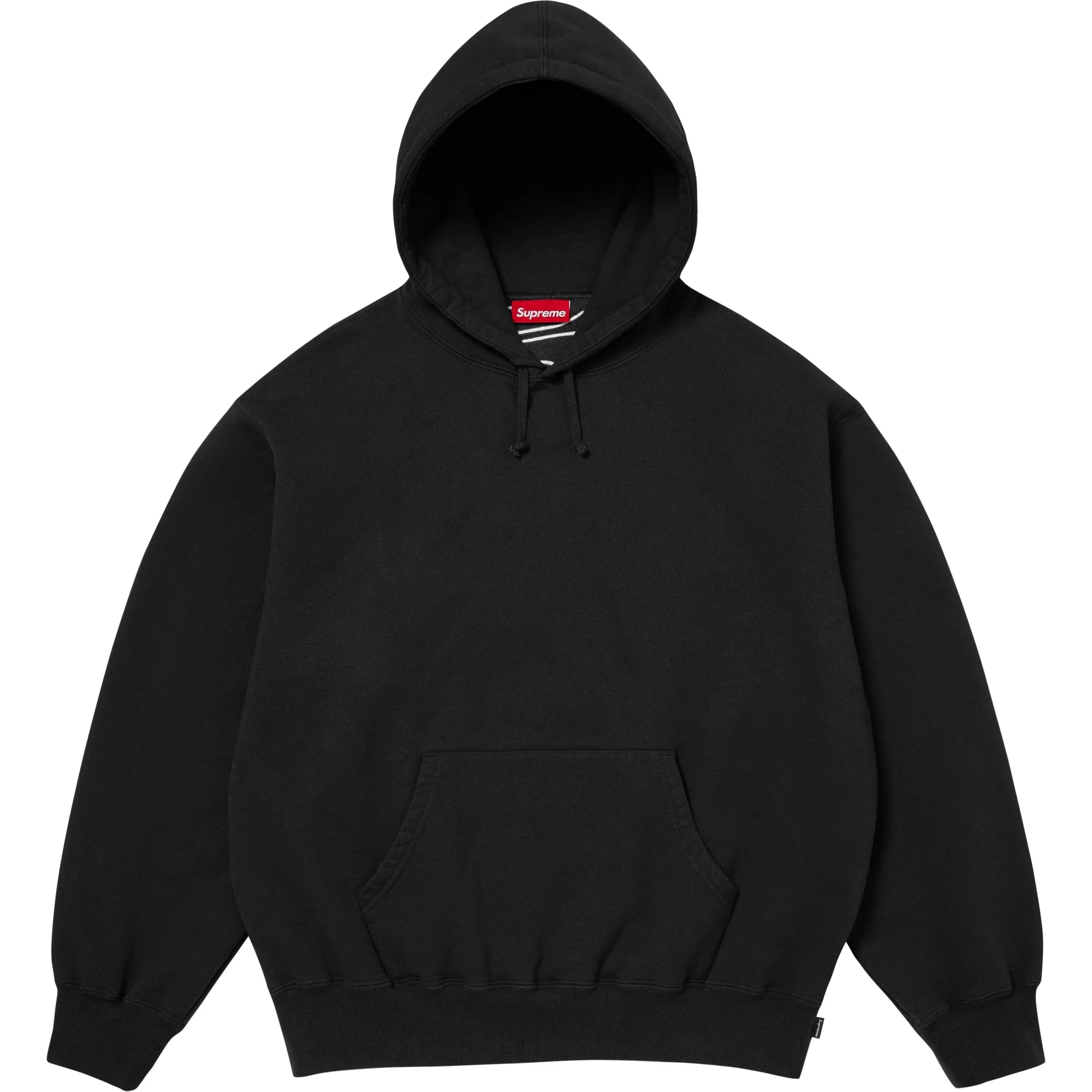 SATIN APPLIQUÉ HOODED SWEATSHIRT BLACK - Image 2