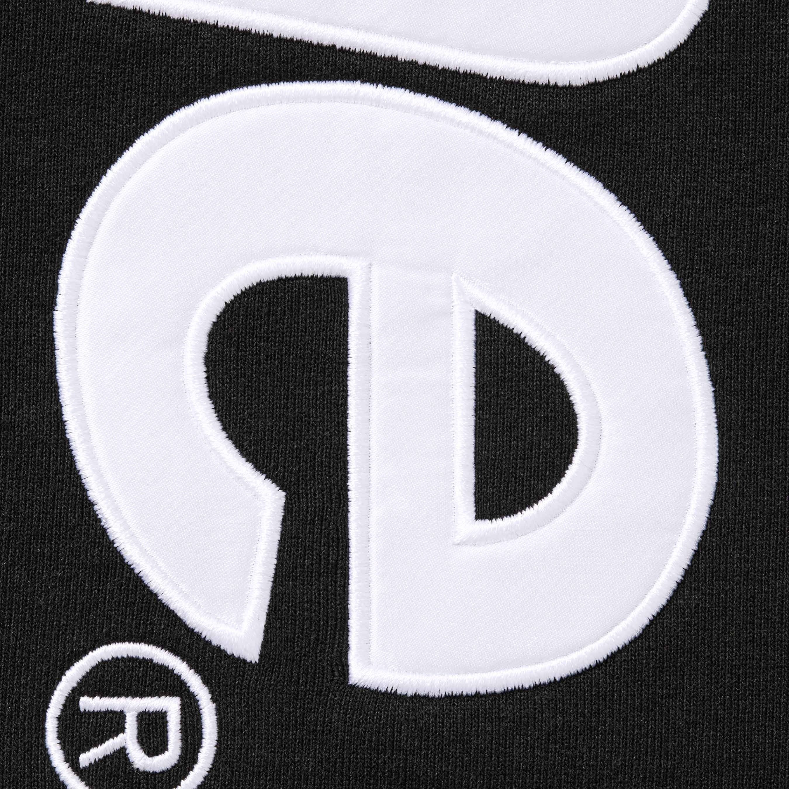 SATIN APPLIQUÉ HOODED SWEATSHIRT BLACK - Image 3