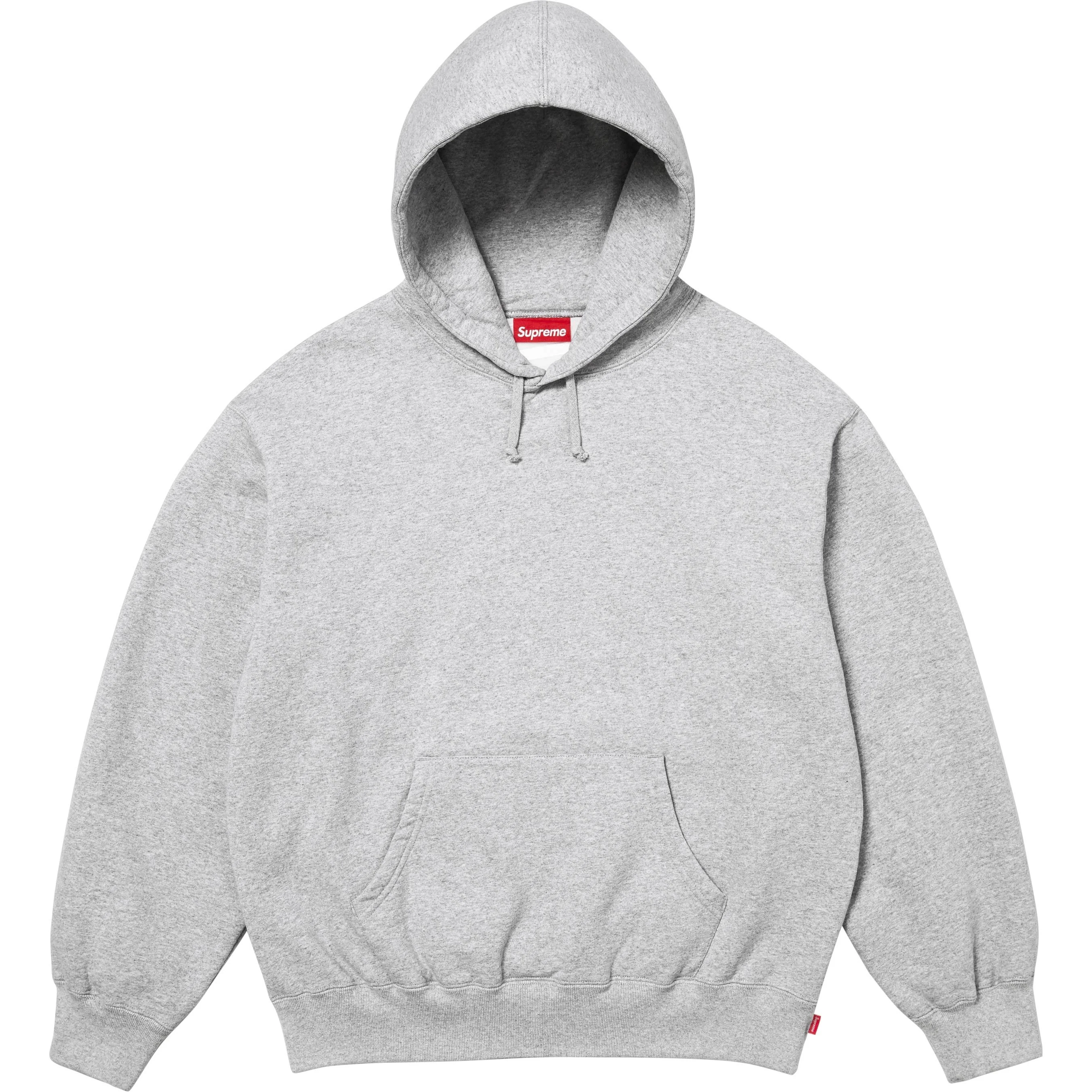 SATIN APPLIQUÉ HOODED SWEATSHIRT HEATHER GREY - Image 2