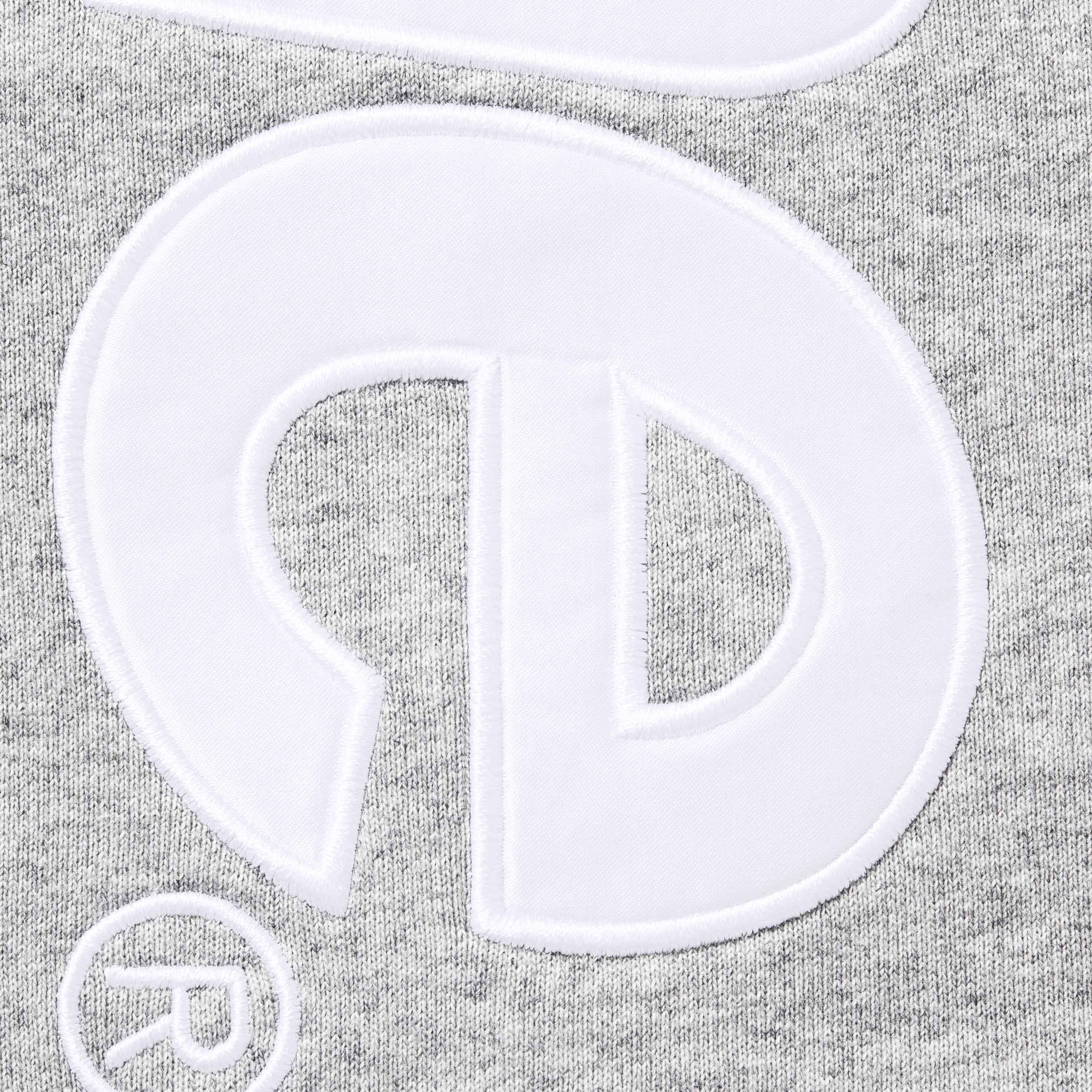 SATIN APPLIQUÉ HOODED SWEATSHIRT HEATHER GREY - Image 3