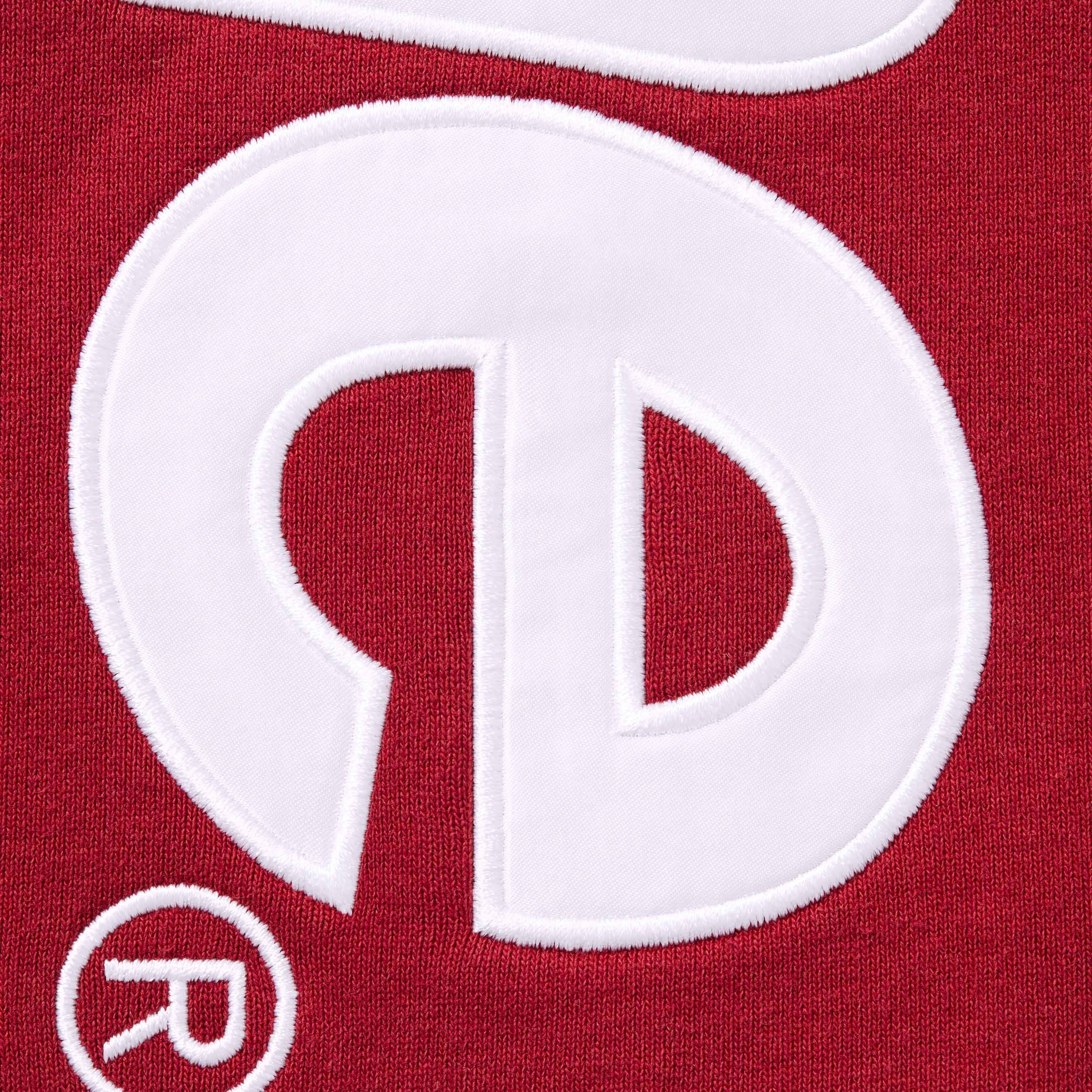 SATIN APPLIQUÉ HOODED SWEATSHIRT DARK RED - Image 3