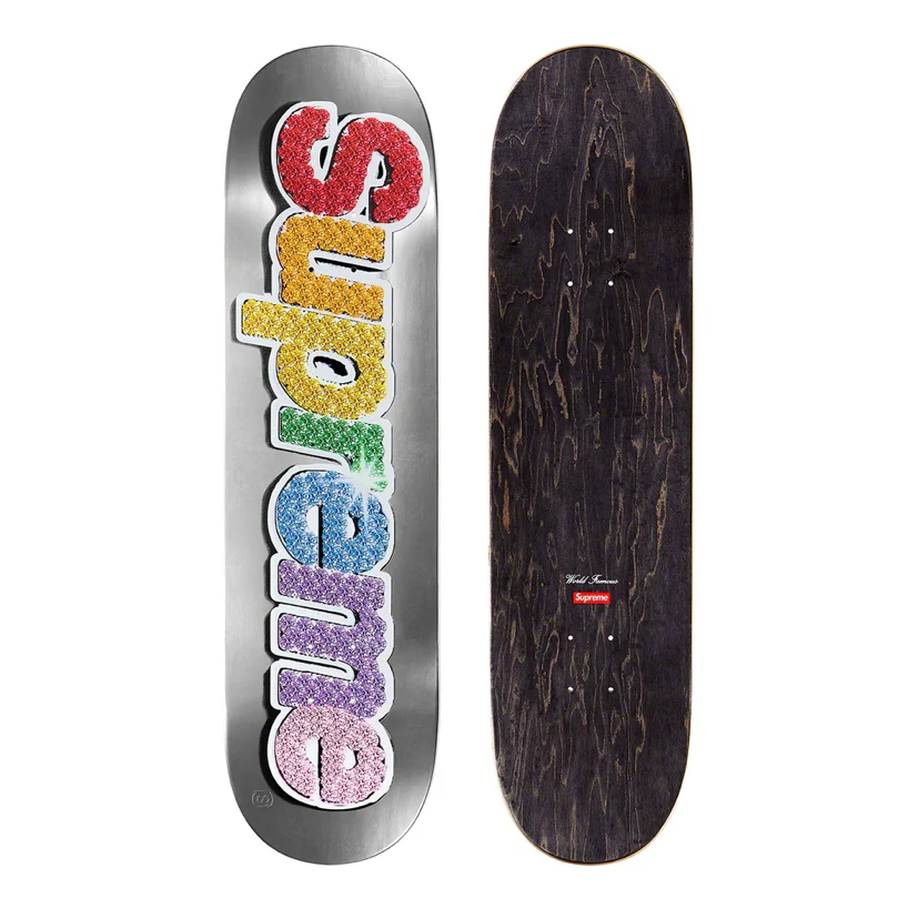 Supreme Bling Box Logo Skateboard Deck Platinum - Image 2