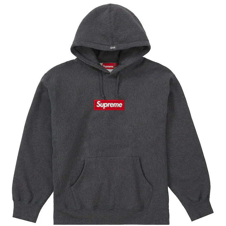 Supreme Box Logo Hooded Sweatshirt - Charcoal - Image 3