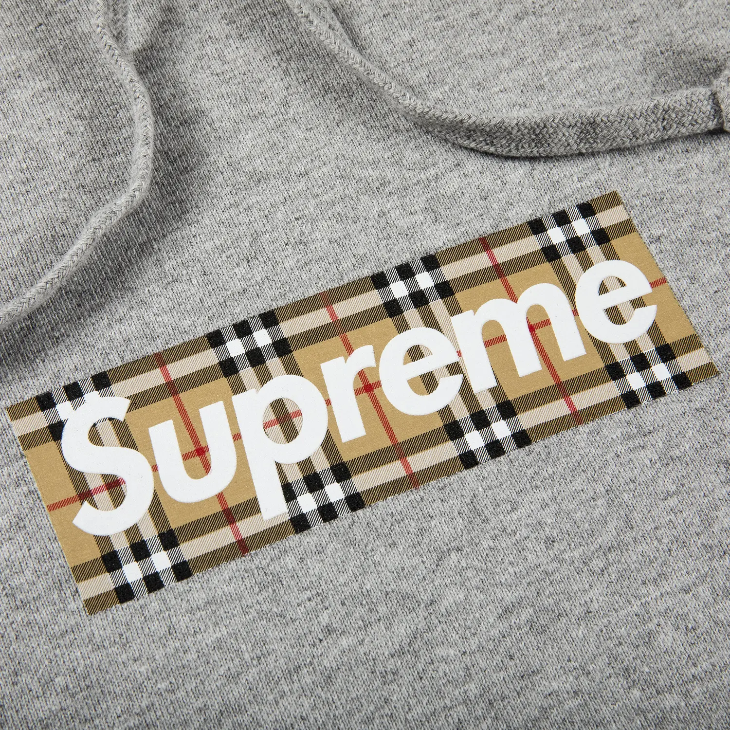 Supreme Burberry Box Logo Hooded Sweatshirt Heather Grey - Image 2