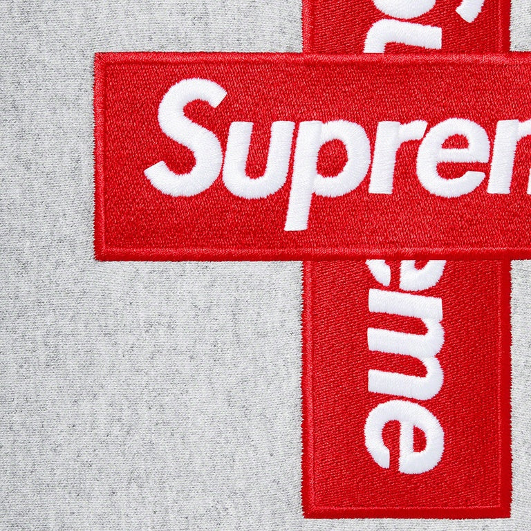 Supreme Cross Box Logo Hooded Sweatshirt Heather Grey. - Image 2