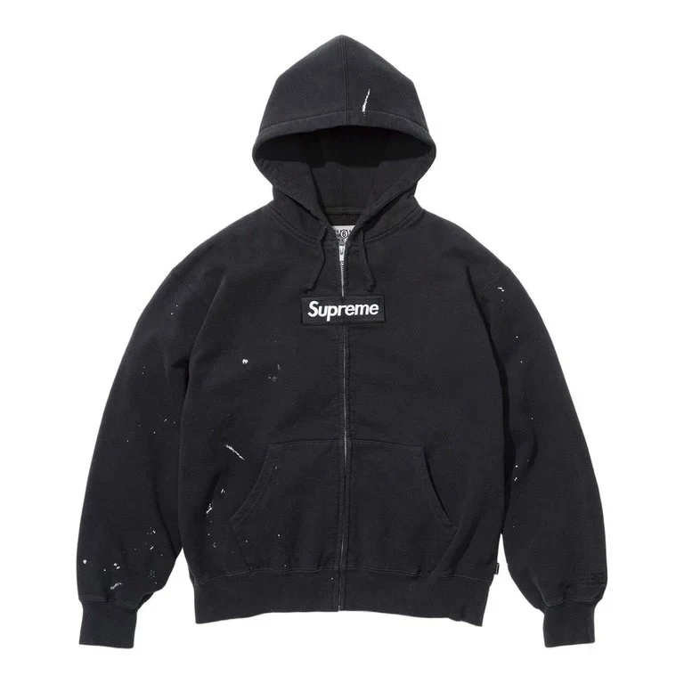Supreme MM6 Maison Margiela Box Logo Zip Up Hooded Sweatshirt Black - Image 4