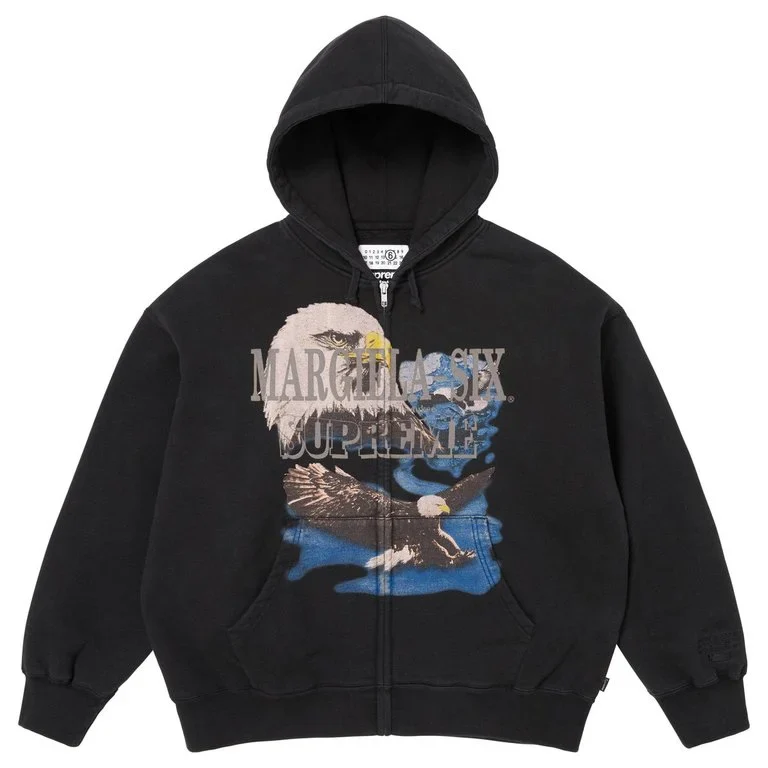 Supreme MM6 Maison Margiela Eagle Zip Up Hooded Sweatshirt Black