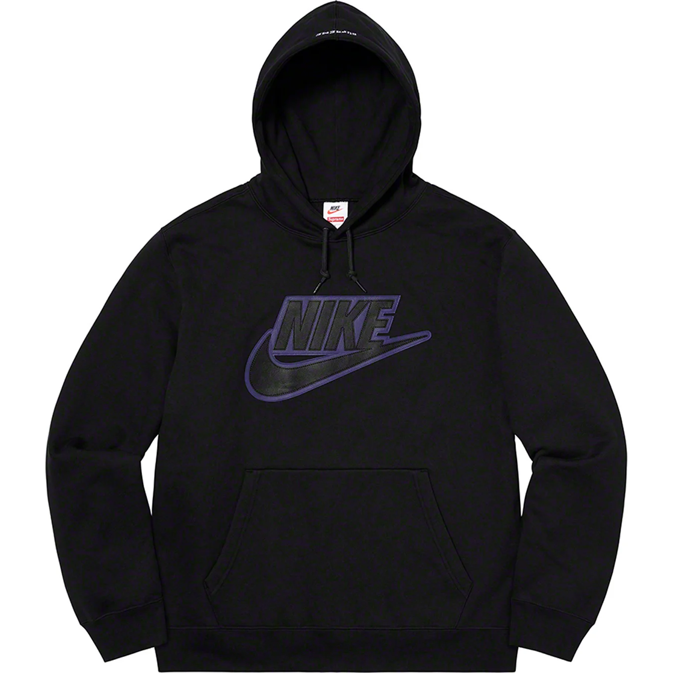 Supreme Nike Leather Applique Hooded Sweatshirt Black