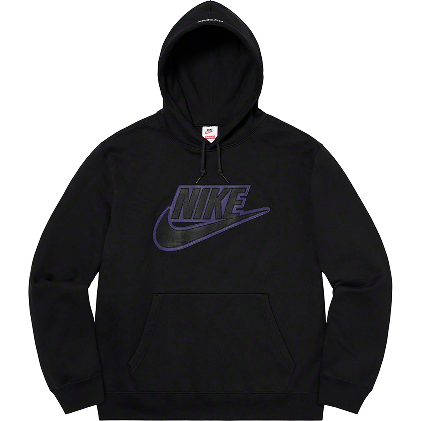 Supreme Nike Leather Applique Hooded Sweatshirt Black - Image 2