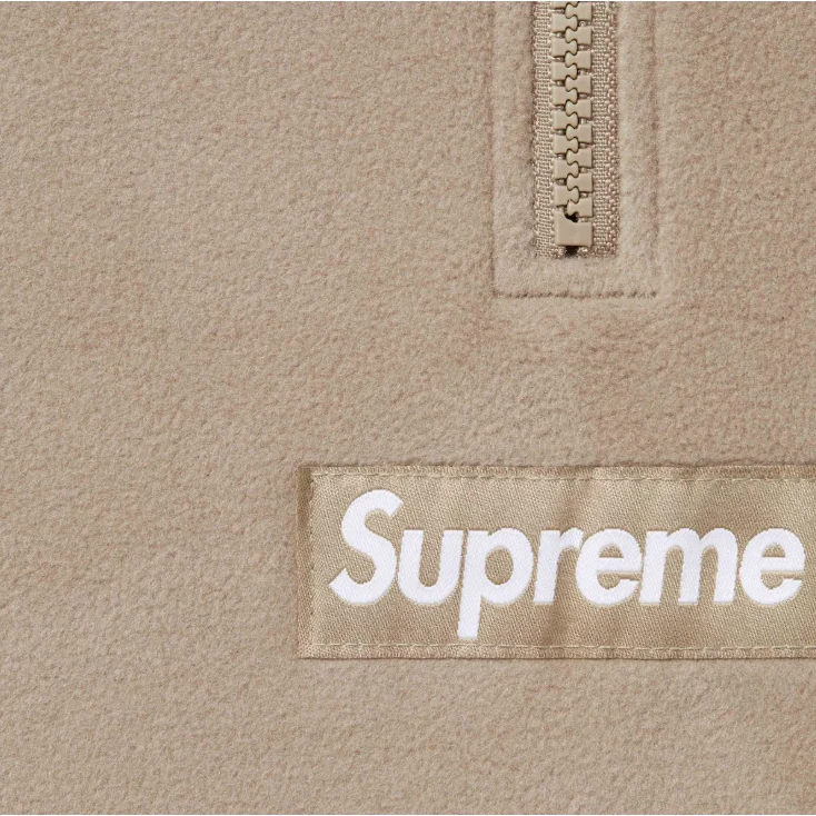Supreme Polartec Facemask Half Zip Hooded Sweatshirt (FW24) Taupe - Image 2