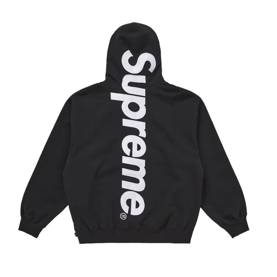 Supreme Satin Appliqué Hooded Sweatshirt Black