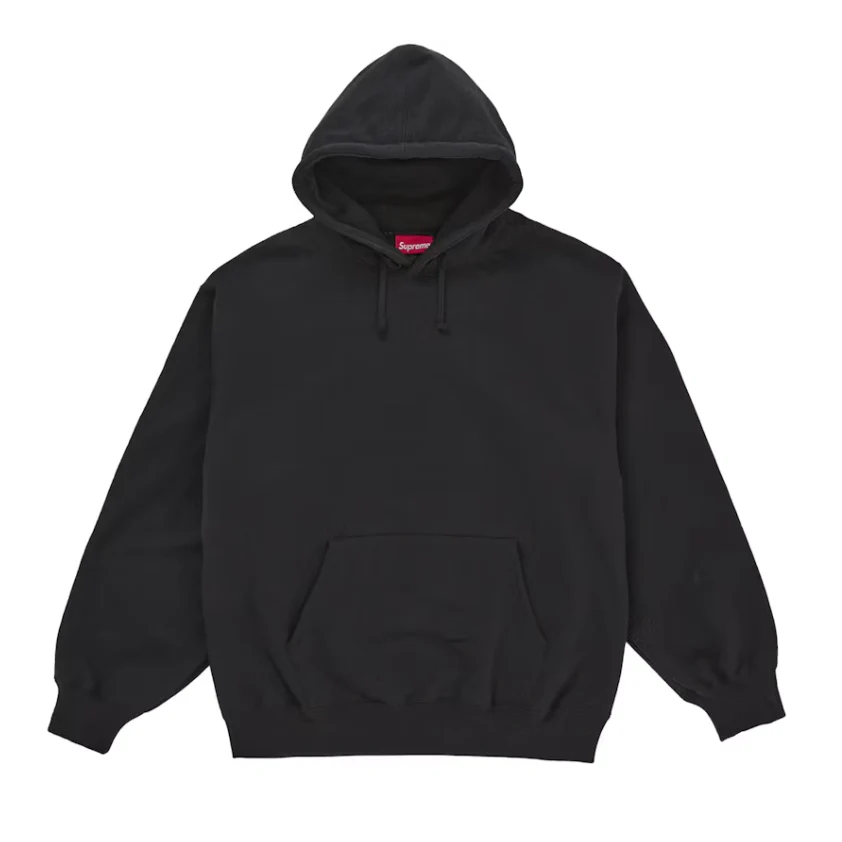 Supreme Satin Appliqué Hooded Sweatshirt Black - Image 2