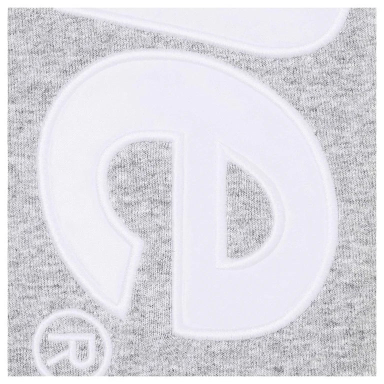 Supreme Satin Appliqué Hooded Sweatshirt Heather Grey SS26 - Image 3