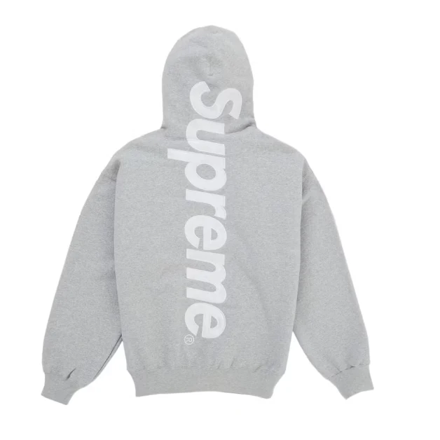 Supreme Satin Appliqué Hooded Sweatshirt Heather Grey SS26 - Image 4