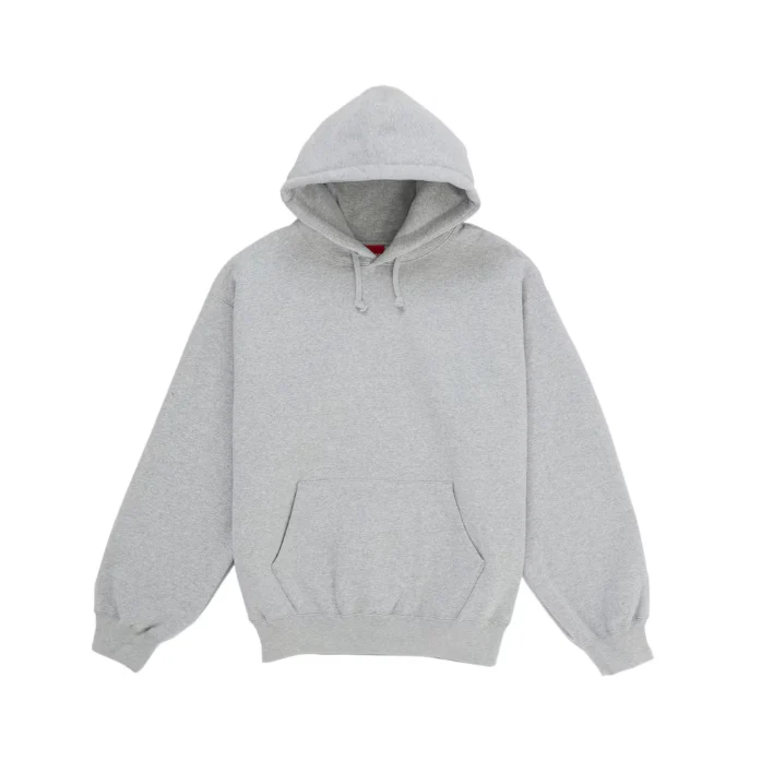 Supreme Satin Appliqué Hooded Sweatshirt Heather Grey SS26 - Image 5