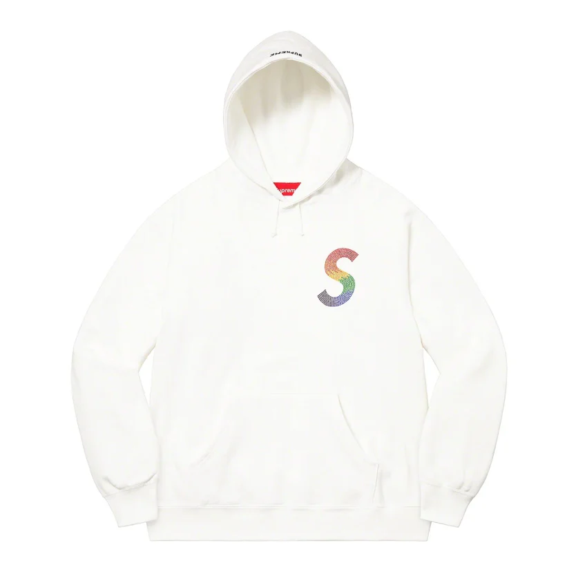 Supreme Swarovski S Logo Hooded Sweatshirt White