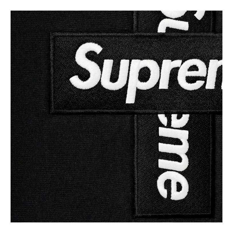 Supreme Cross Box Logo Hooded Sweatshirt Black - Image 2