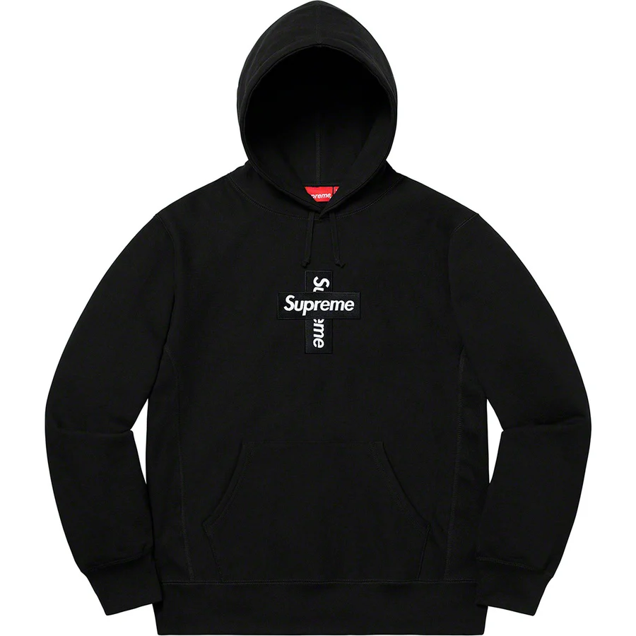 Supreme Cross Box Logo Hooded Sweatshirt Black - Image 3