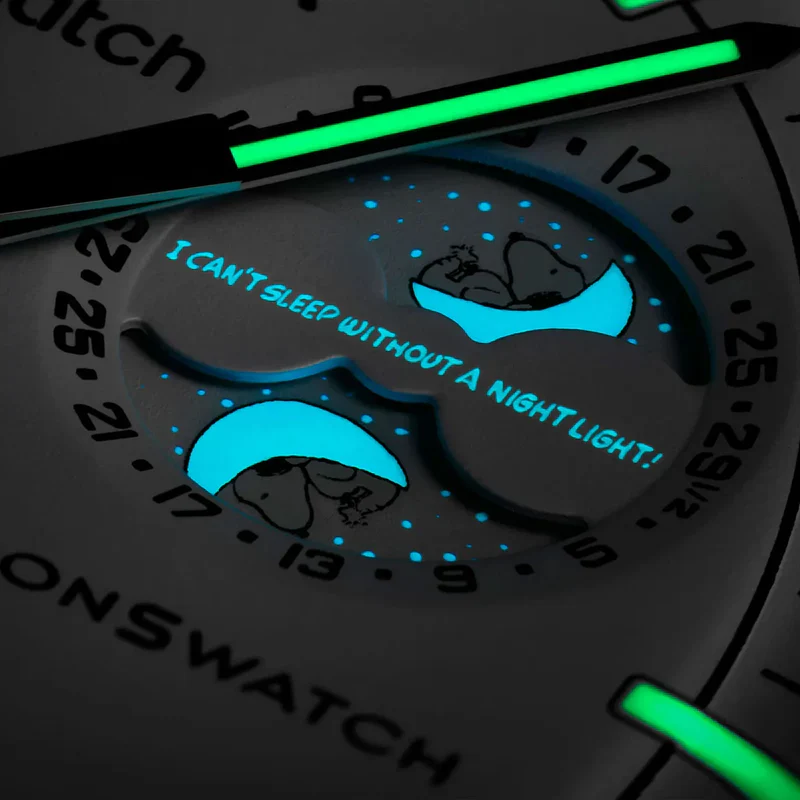 Swatch x Omega Bioceramic Moonswatch Mission to Moonphase Snoopy - Black - Image 3