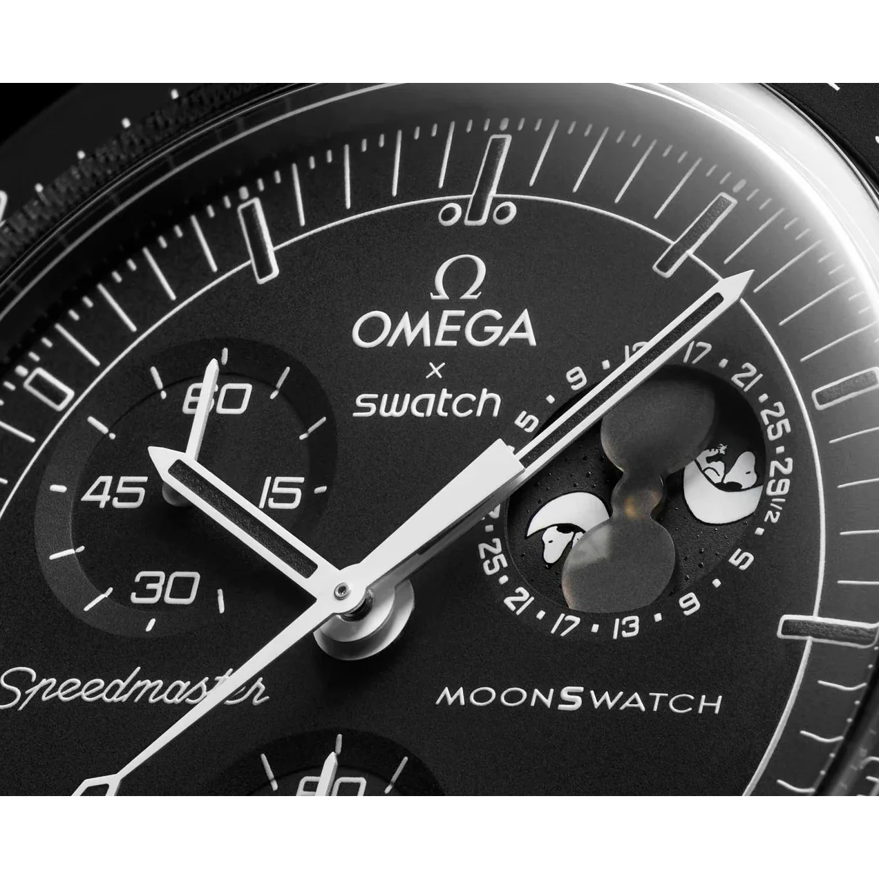 Swatch x Omega Bioceramic Moonswatch Mission to Moonphase Snoopy - Black - Image 4