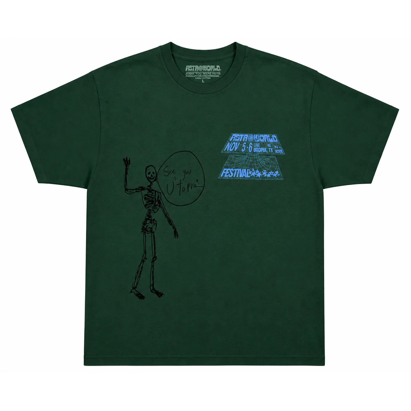 Travis Scott Open Your Eyes Tee Green - Image 2