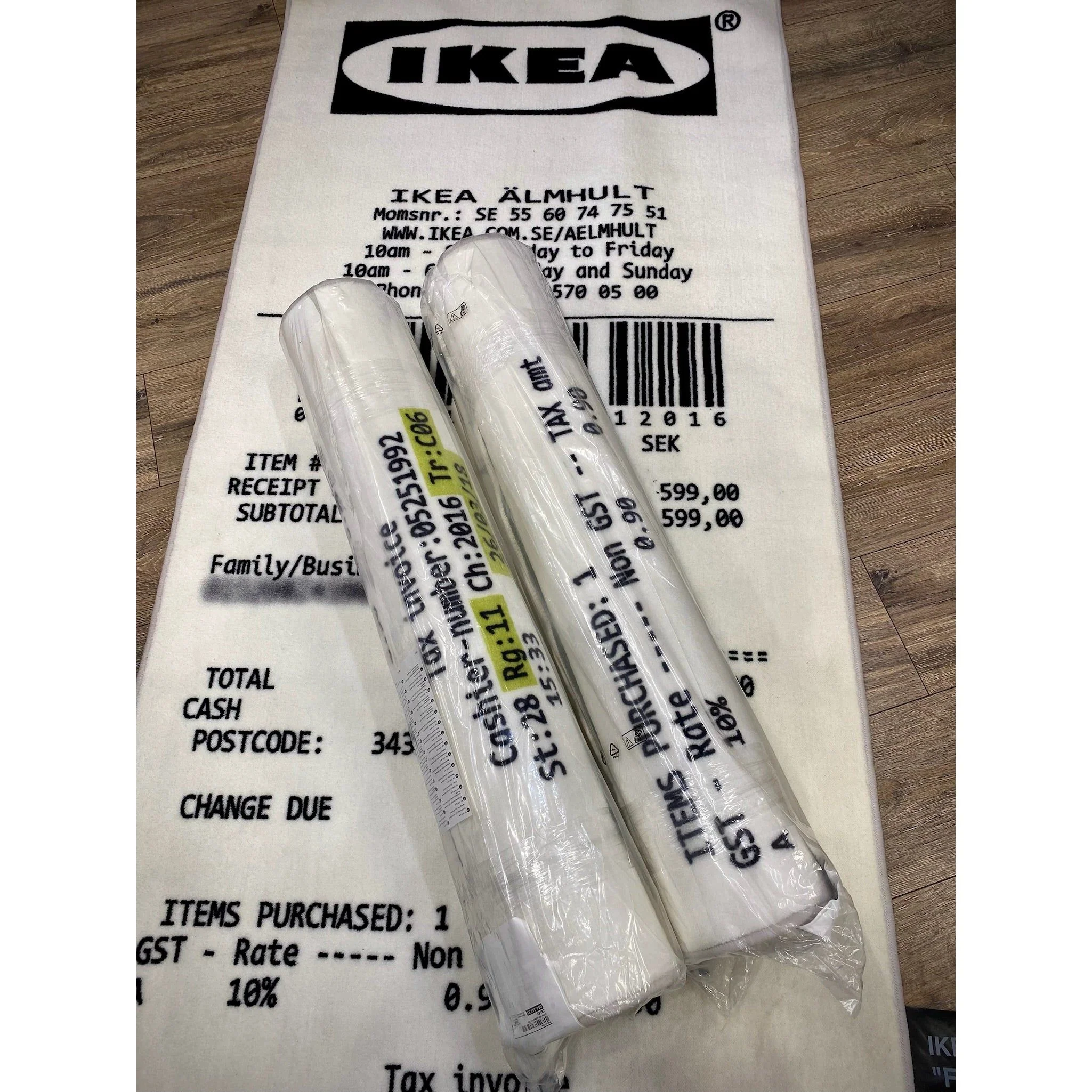 Virgil Abloh x IKEA MARKERAD "RECEIPT" Rug 201x89 CM White/Black - Image 2