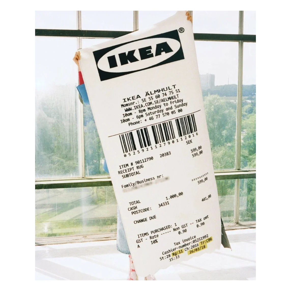 Virgil Abloh x IKEA MARKERAD "RECEIPT" Rug 201x89 CM White/Black - Image 3