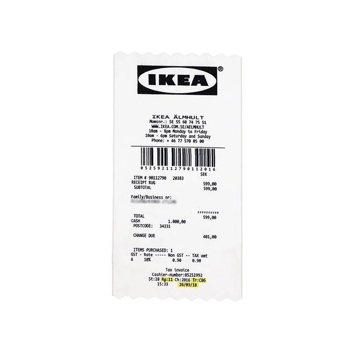 Virgil Abloh x IKEA MARKERAD "RECEIPT" Rug 201x89 CM White/Black - Image 4