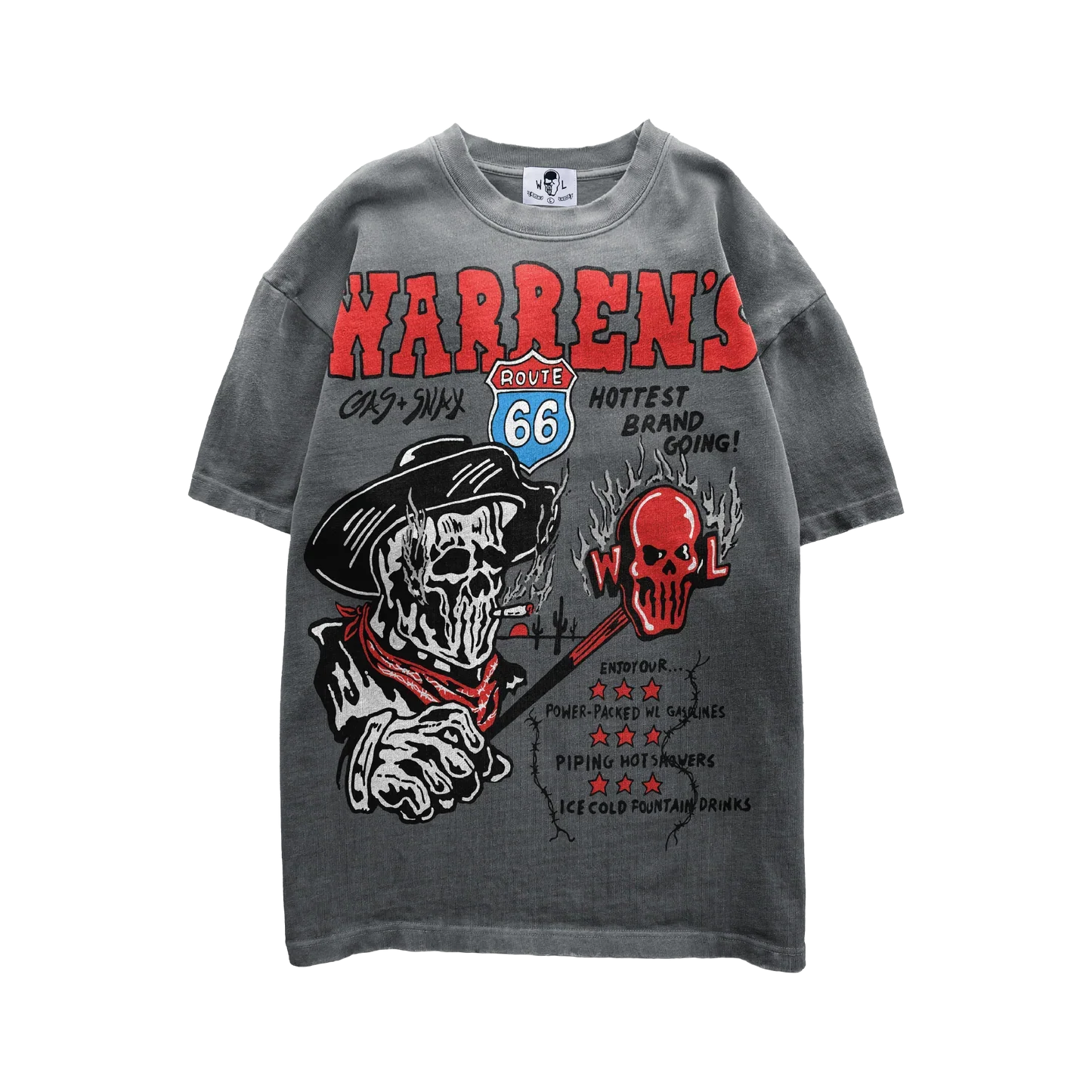 Warren Lotas Warren's Gas and Snax T-Shirt - Sunfaded Charcoal