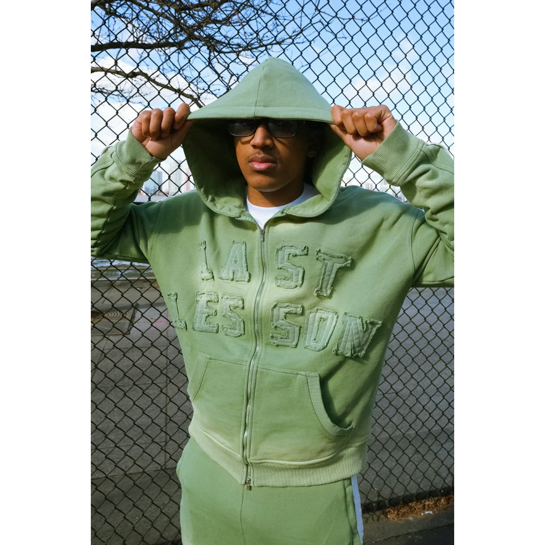 Your Last Lesson Appliqué Hoodie Green