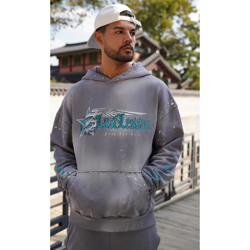 Your Last Lesson Flame Hoodie Grey - Image 3